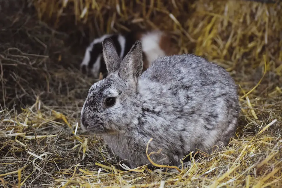 Image of a bunny exploring a pile of hay for its diet