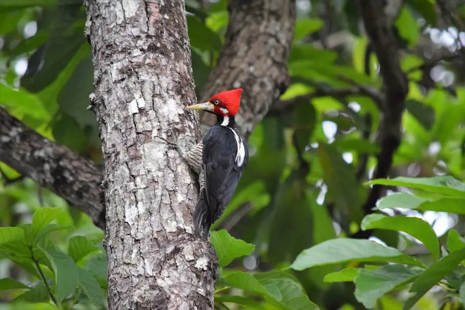 Two woodpeckers, Pileated Woodpecker and Northern Flicker, perched on a branch in a forest habitat